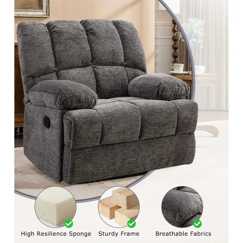 Extra Large Manual Rocker Recliner for Big and Tall, 350 LB Capacity,