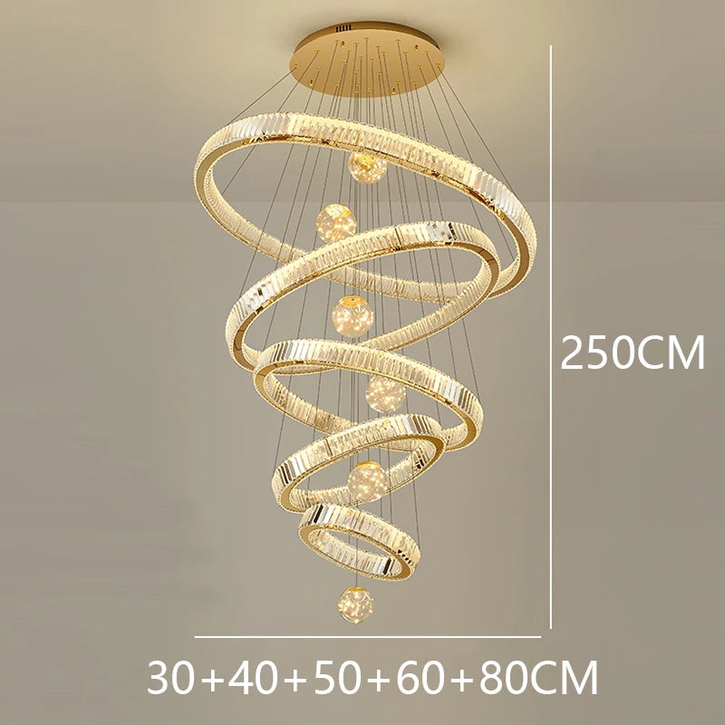 Modern Crystal Chandelier Lustre Stair Pendant