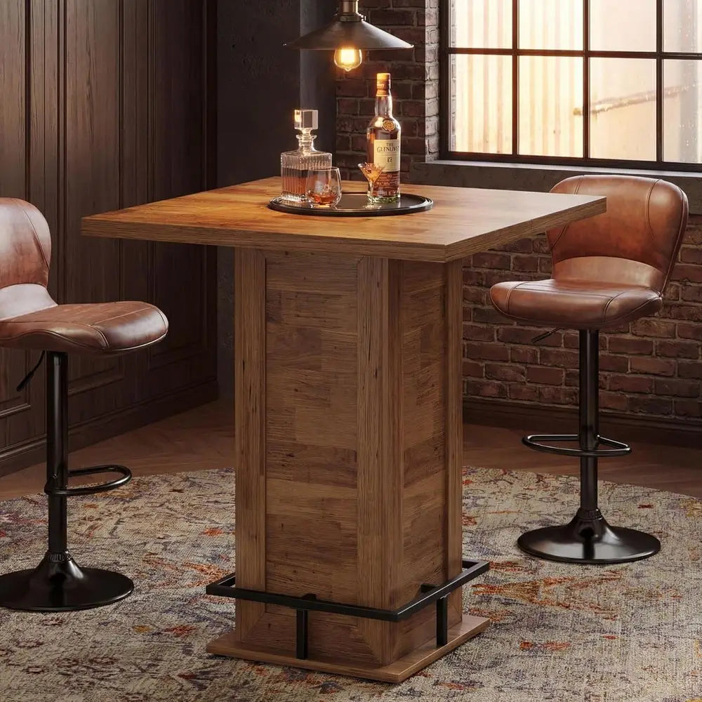 Square Bar Table Counter Height 39.4" H