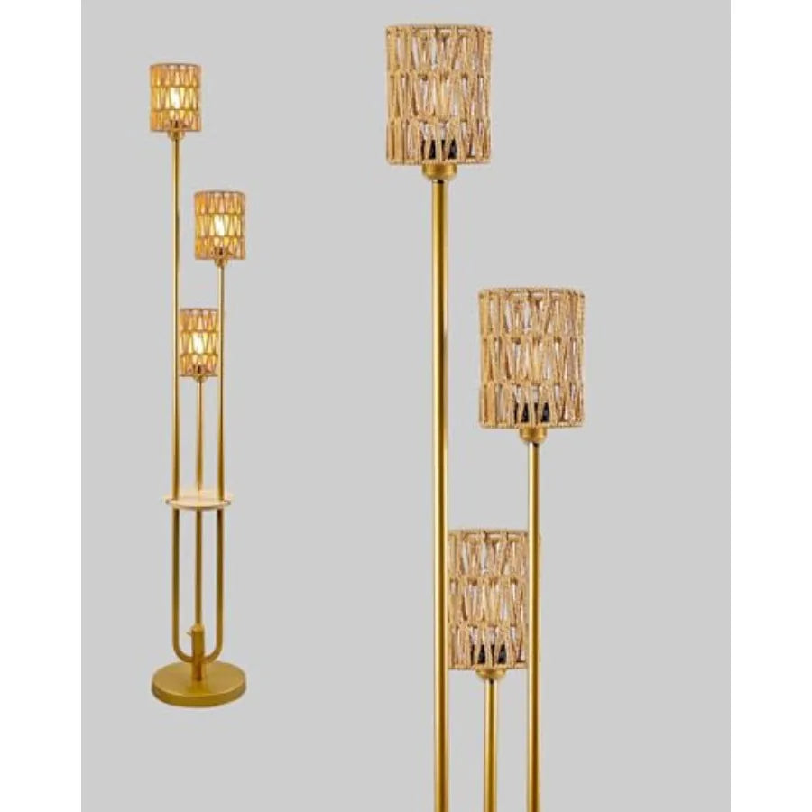 63Inch Floor Lamp Dimmable Gold Floor Lamp with 5Lbs Heavy Base for Living Room 2-Light Mid Century Modern Tall Standing Lamp w