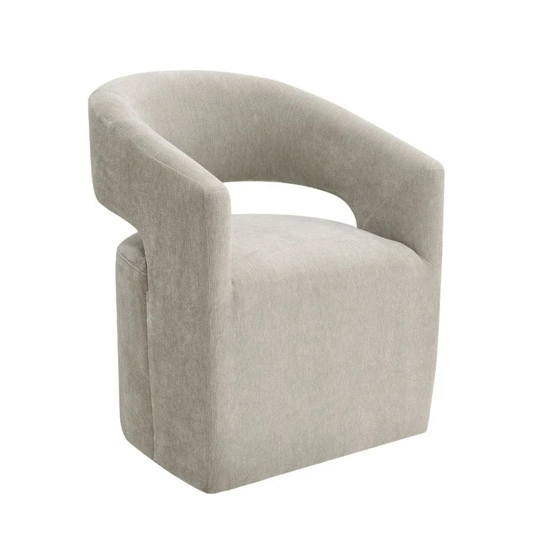 Contemporary Armchair with Caster Barrel Back,