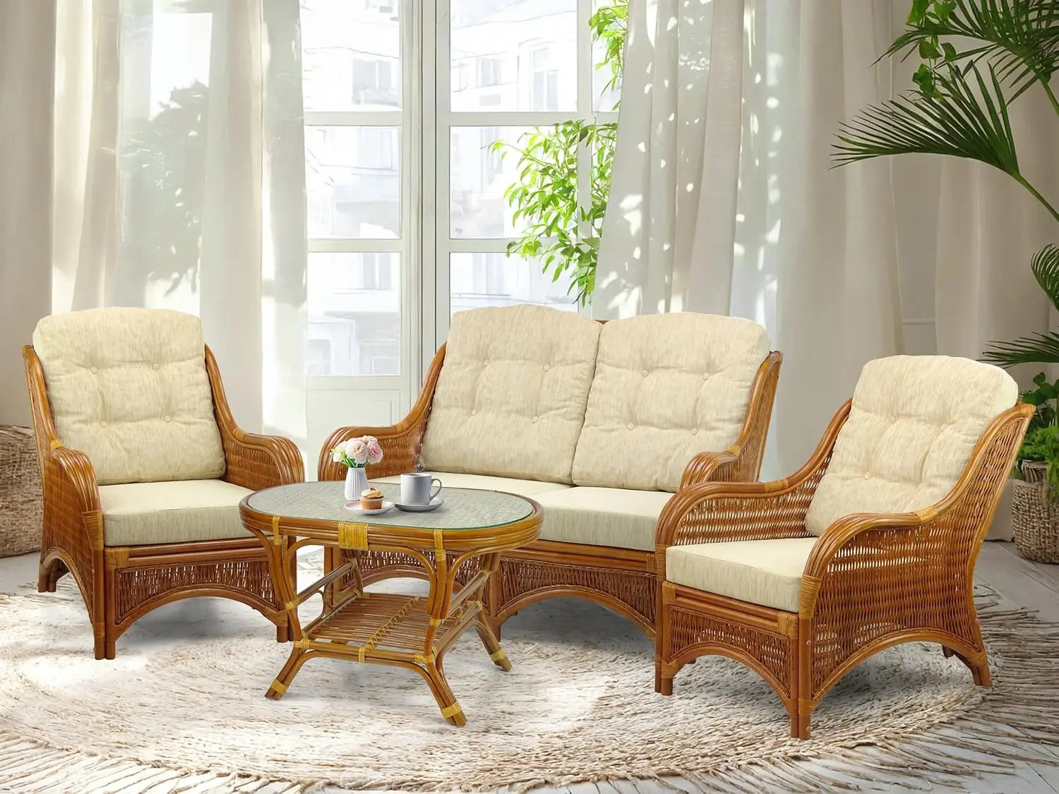 Natural Rattan Handmade Lounge Armchair