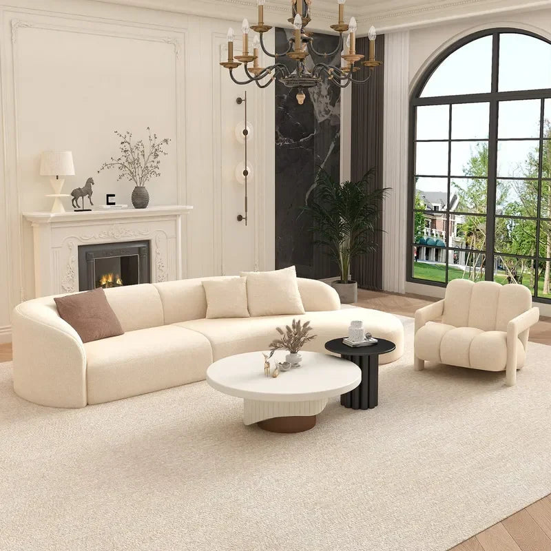 Nordic Fabric Sofa, Luxury Curved Large Sofa