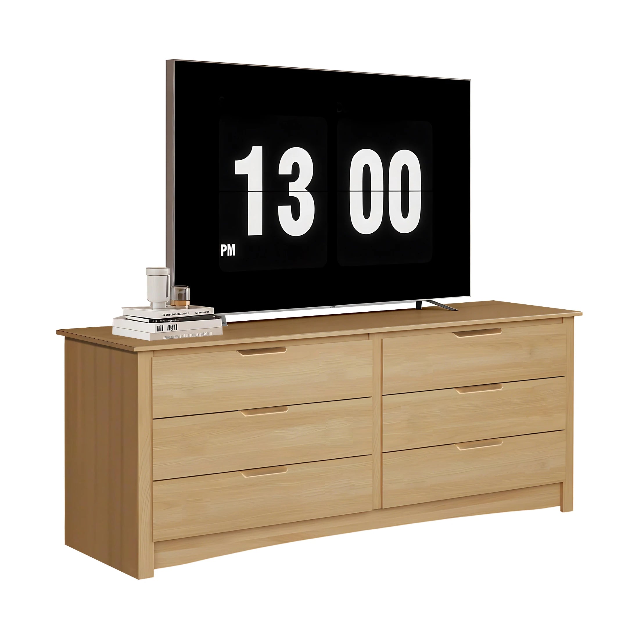 Wood 6 Dresser Drawers Cabinet