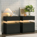 Bedside Tables with LED Lighting 3 Drawers