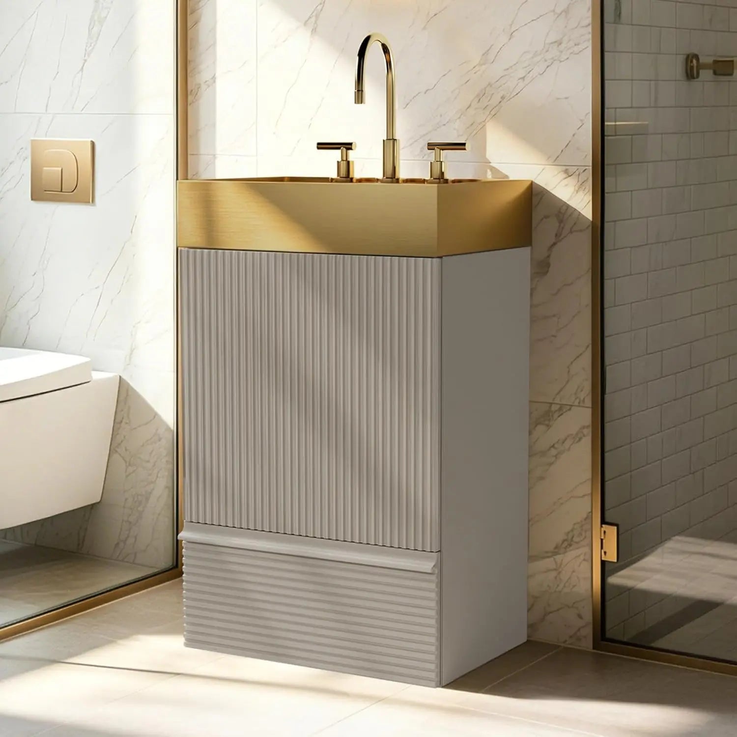 20 in Bathroom Vanity Ceramic Sink Freestanding Cabinet