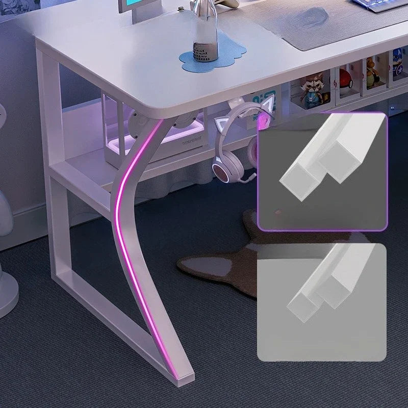 White Gaming Computer Desk Chair Set