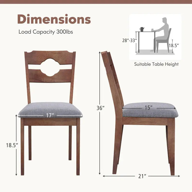 Dining Chair Set of 2 Fabric Upholstered