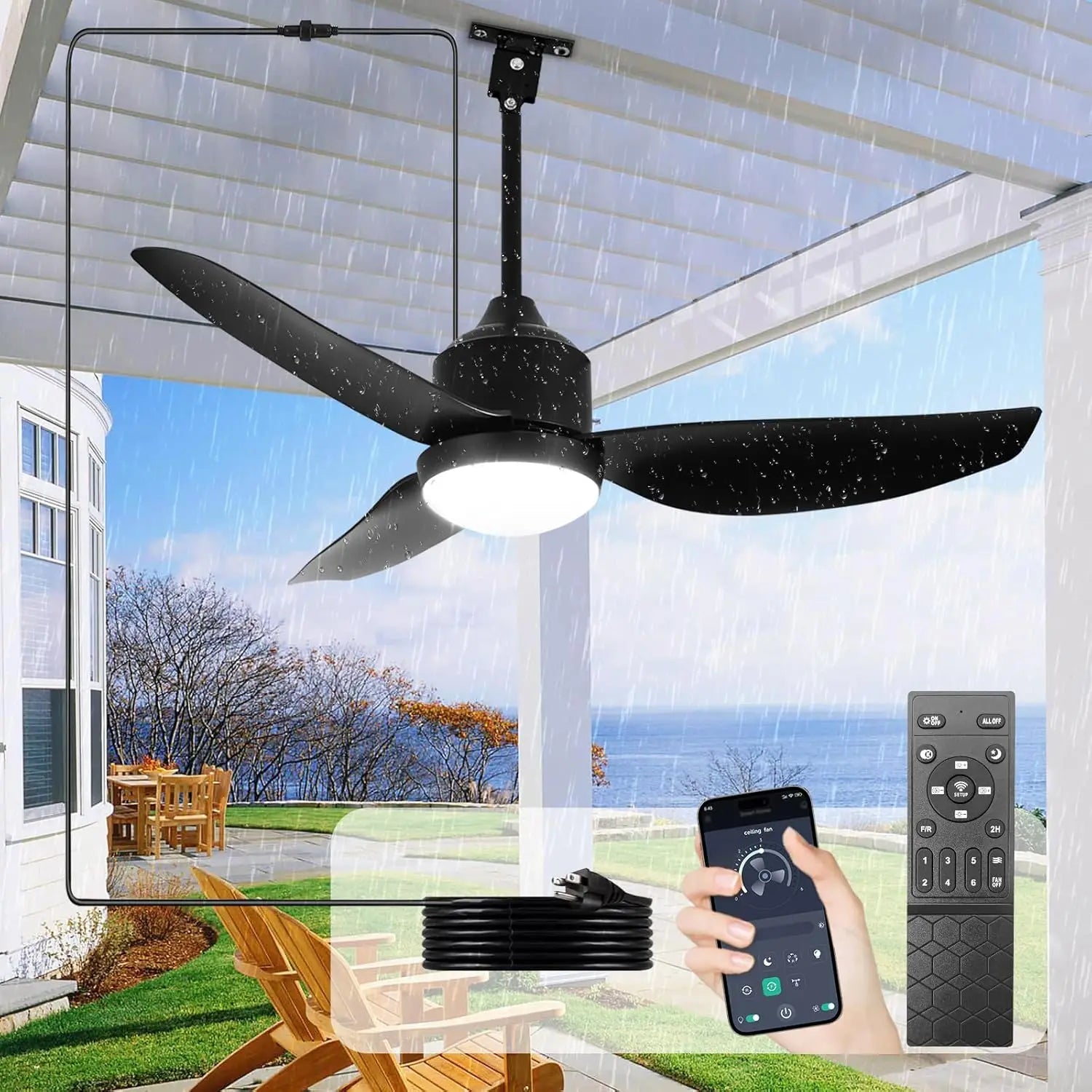 Outdoor Ceiling Fan with Light