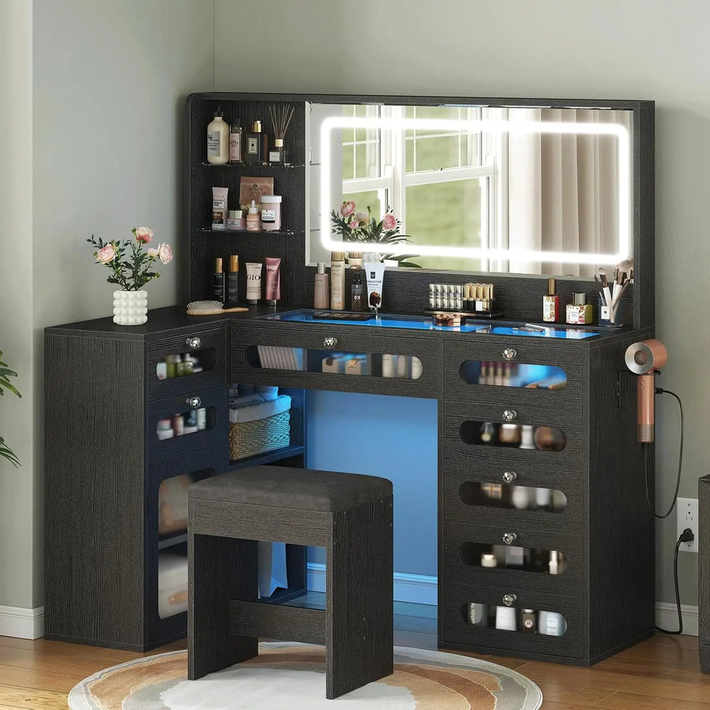 Makeup Vanity for Women with Mirror and Lights, 8 Drawers