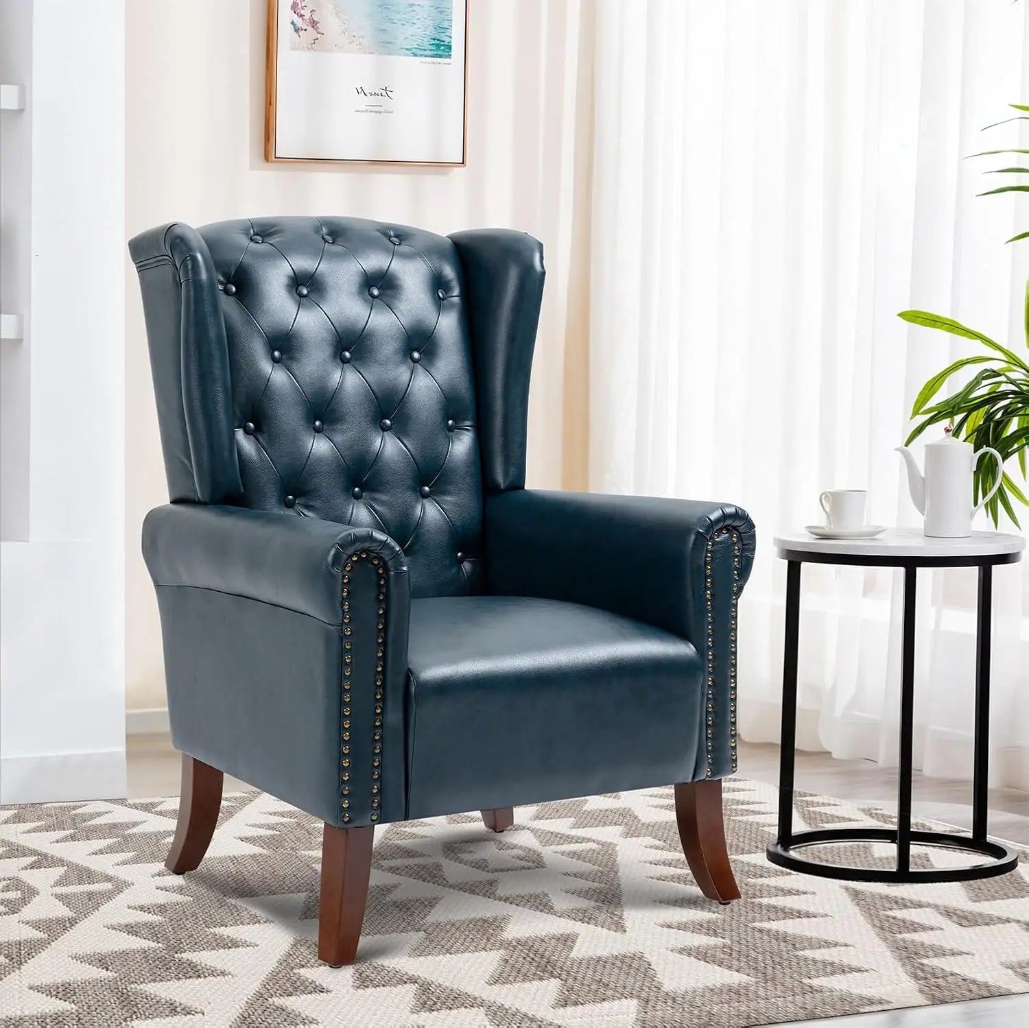 Faux Leather Accent Chair,
