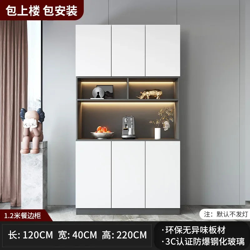 Kitchen Cabinet Sideboards Tall Cabinet with Glass Doors and Drawer Wine Cabinet Pantry Hunch with Shelves Kitchen Island