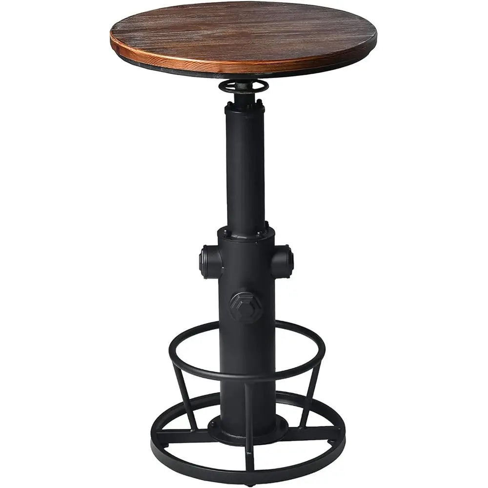 Adjustable Height Swivel Round Wooden Kitchen Bar Table,