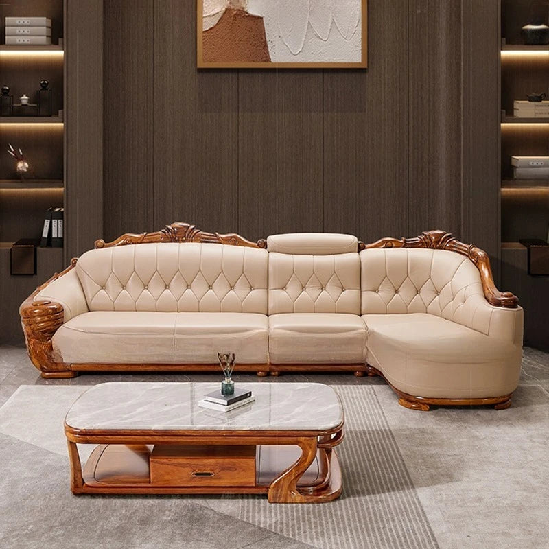European leather sofa corner combination
