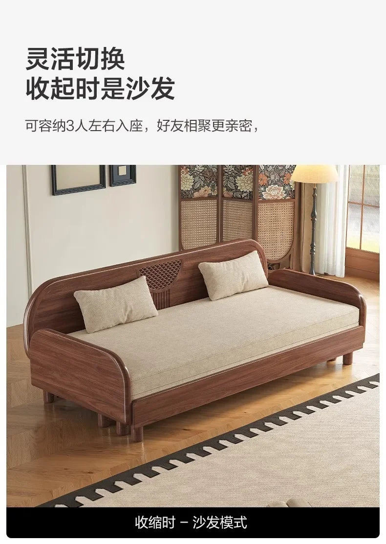 Chinese-style solid wood new sofa bed