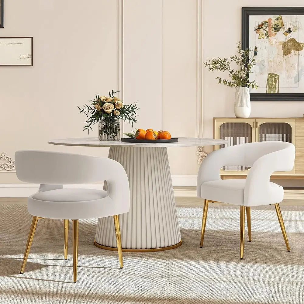 Velvet Upholstered Dining Chairs Set of 2