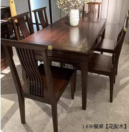 New Chinese-style all-solid wood rectangular dining table and chair combination