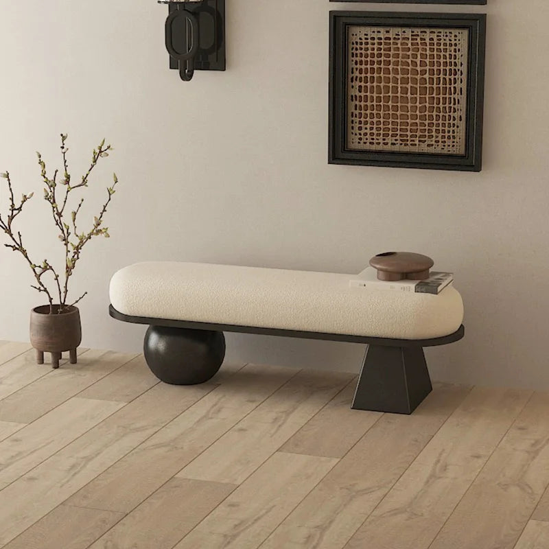 ‌Scandinavian Entryway Bench, Boutique Bedroom Stool, Dressing Room Seating