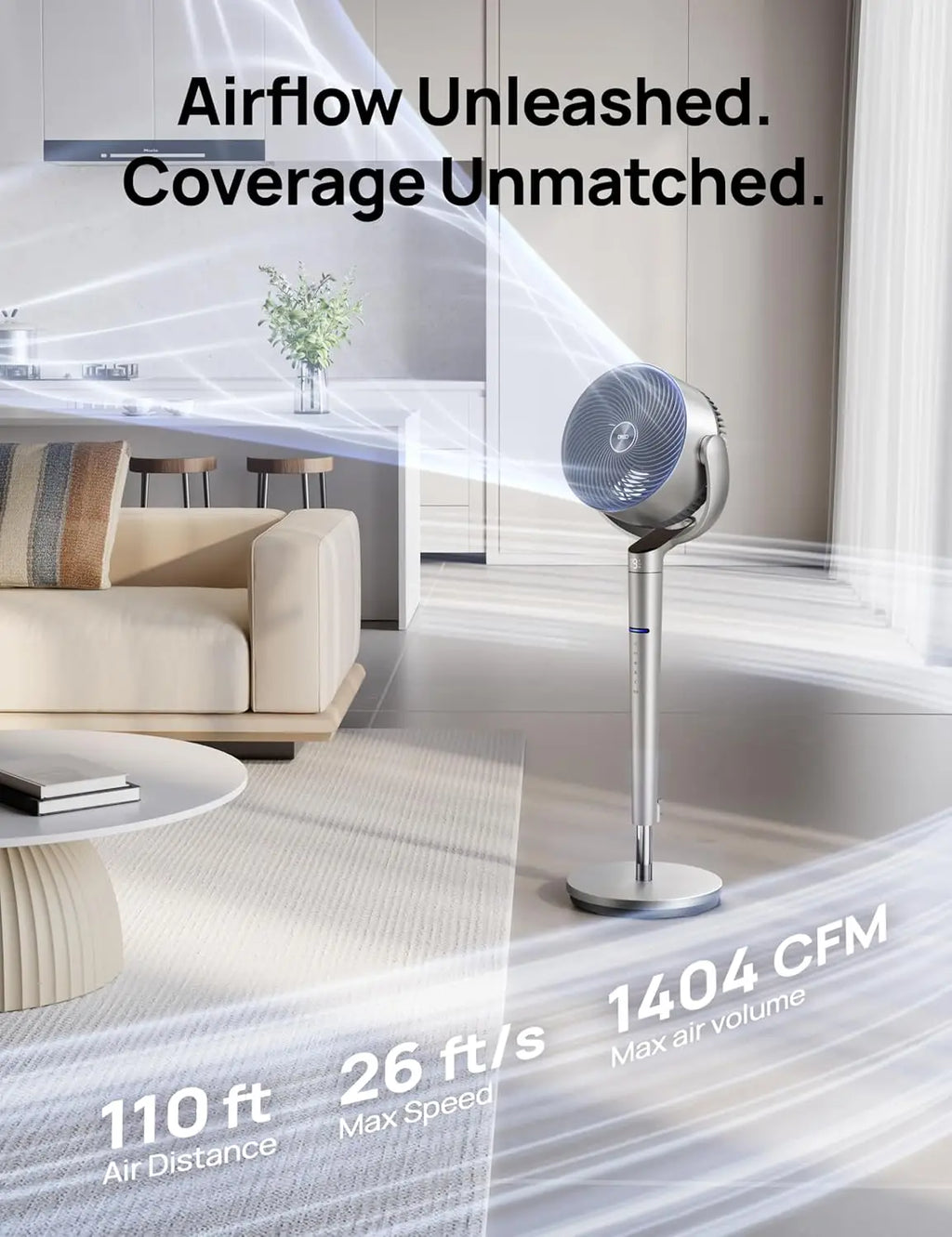 Smart Pedestal Fan with 3D Oscillation,