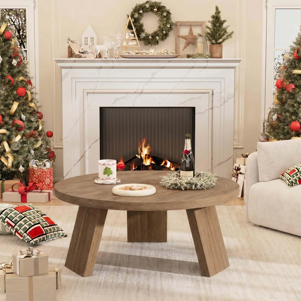 33.5 Inch Round Coffee Table for Living Room