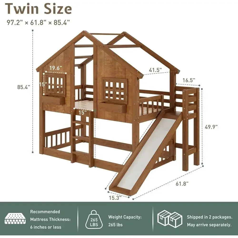 Twin Over Twin Wooden Bunk Bed