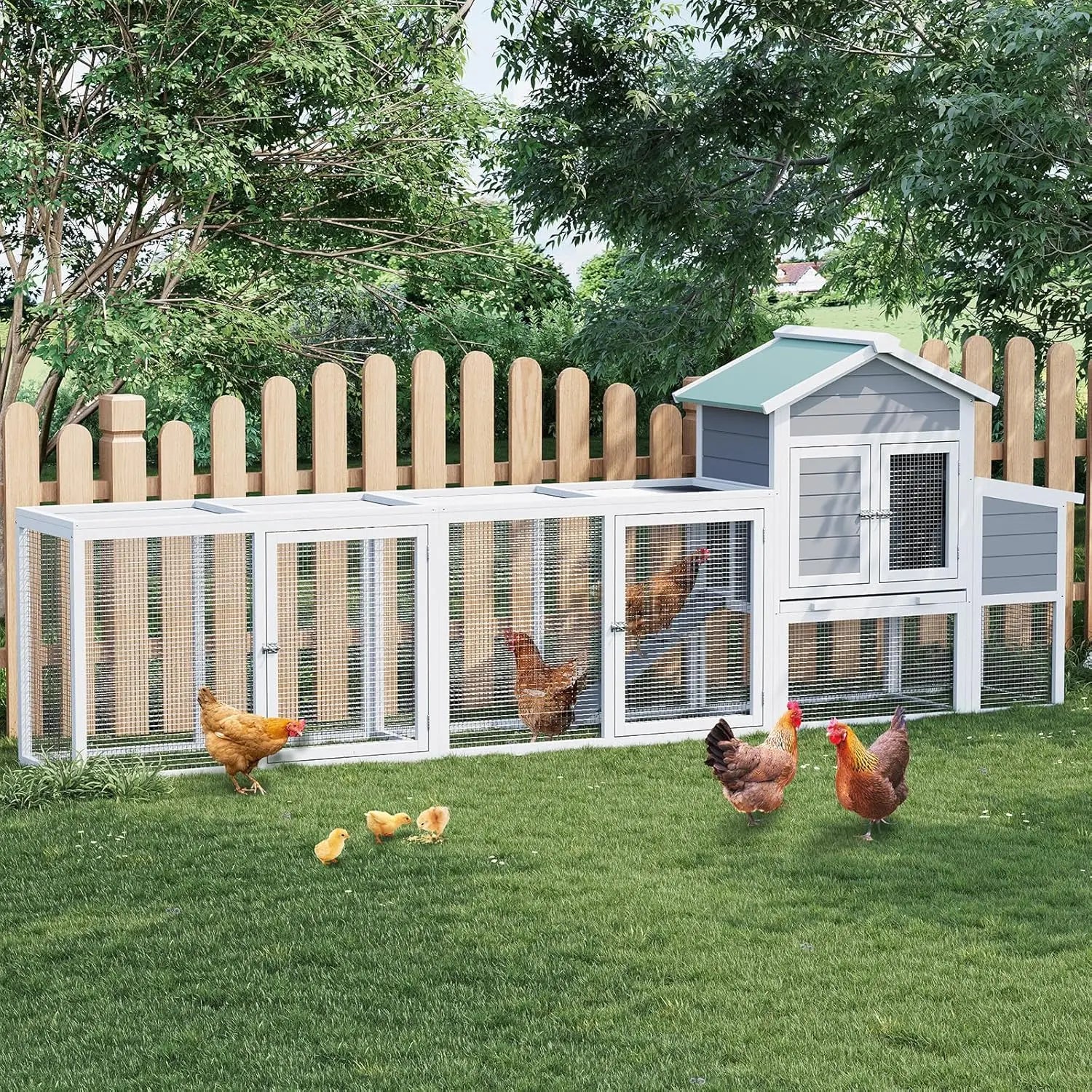 Wooden Chicken Coop with Nesting Box Waterproof Sliding