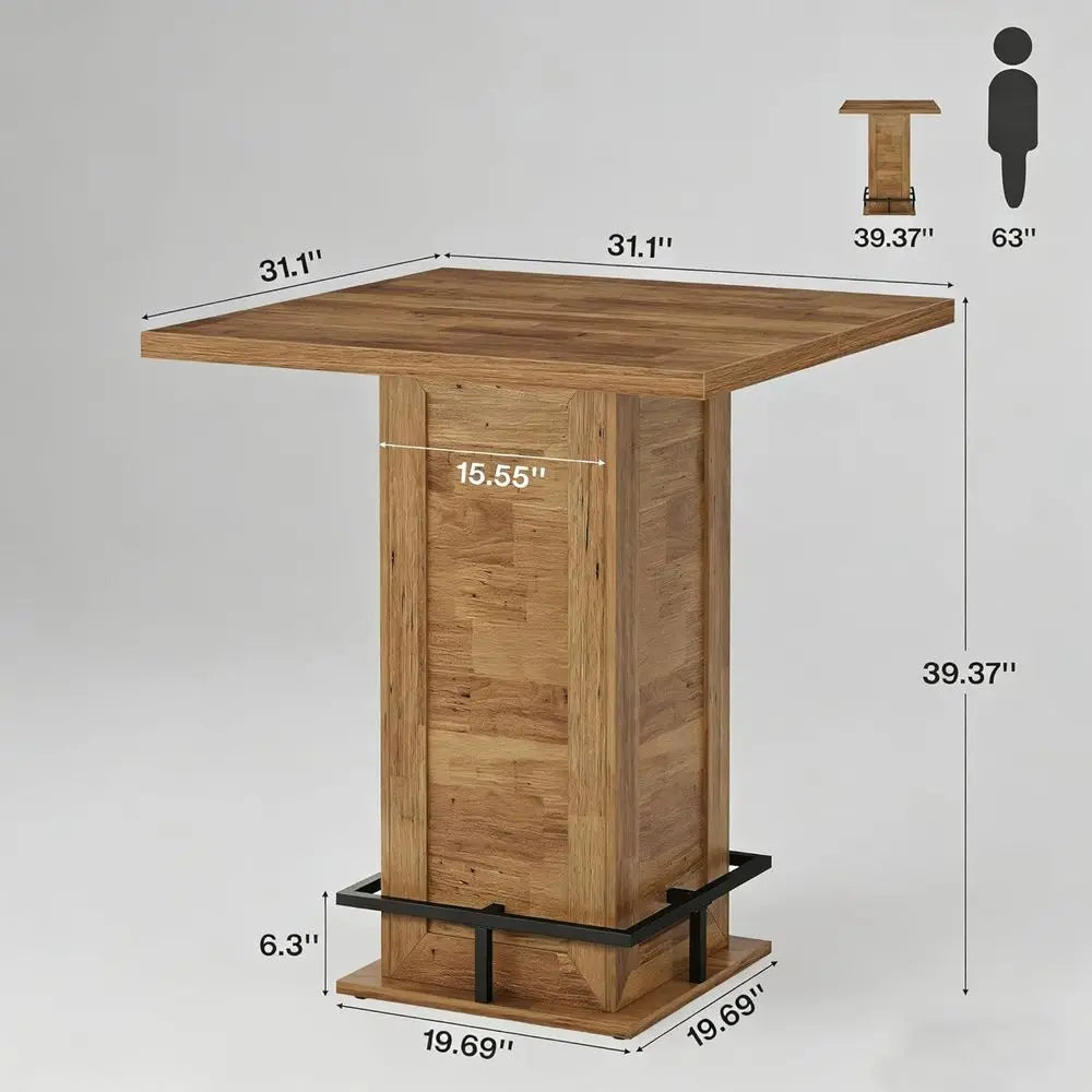 Square Bar Table Counter Height 39.4" H