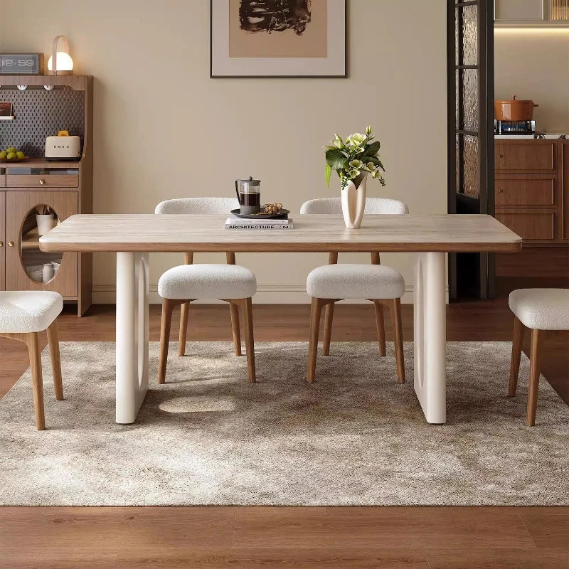 6 Person White Dining Table Luxury Design Modern Nordic