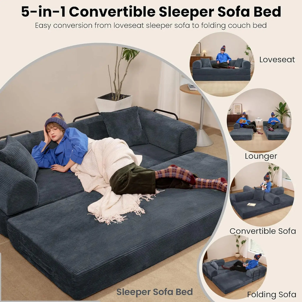 Convertible Sleeper Sofa Bed, Boneless Corduroy