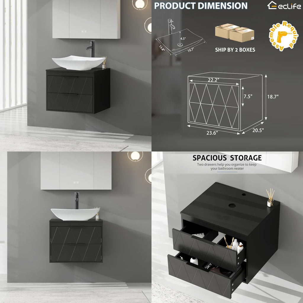 24" Floating Bathroom Vanities with Sink Combo