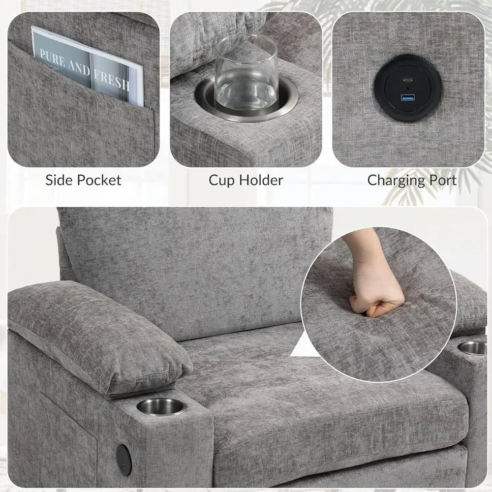 Oversized Indoor Chaise Lounge Chair with Ottoman,