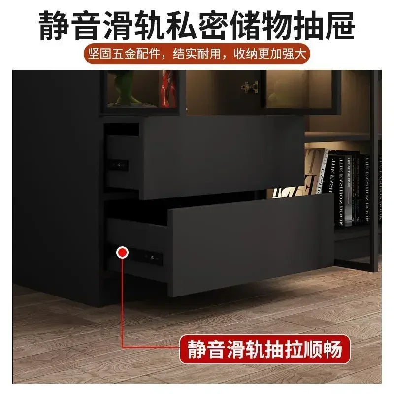 Modern Living Room Cabinet Bookcase with Glass Door Display