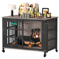 Dog Crate Furniture with Casters, Heavy Duty Dog Kennel
