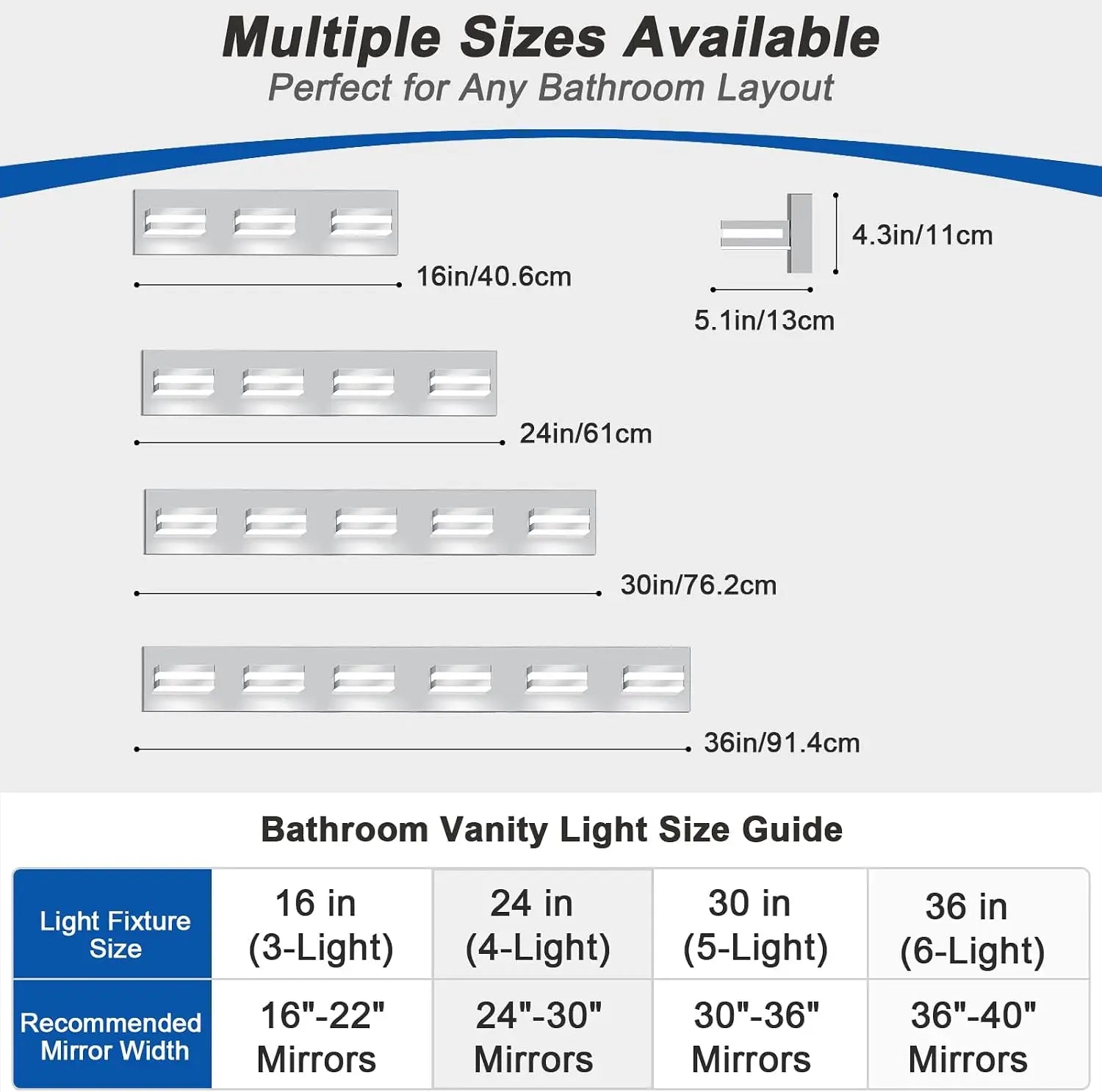 4-Light Dimmable LED Bathroom Vanity Light