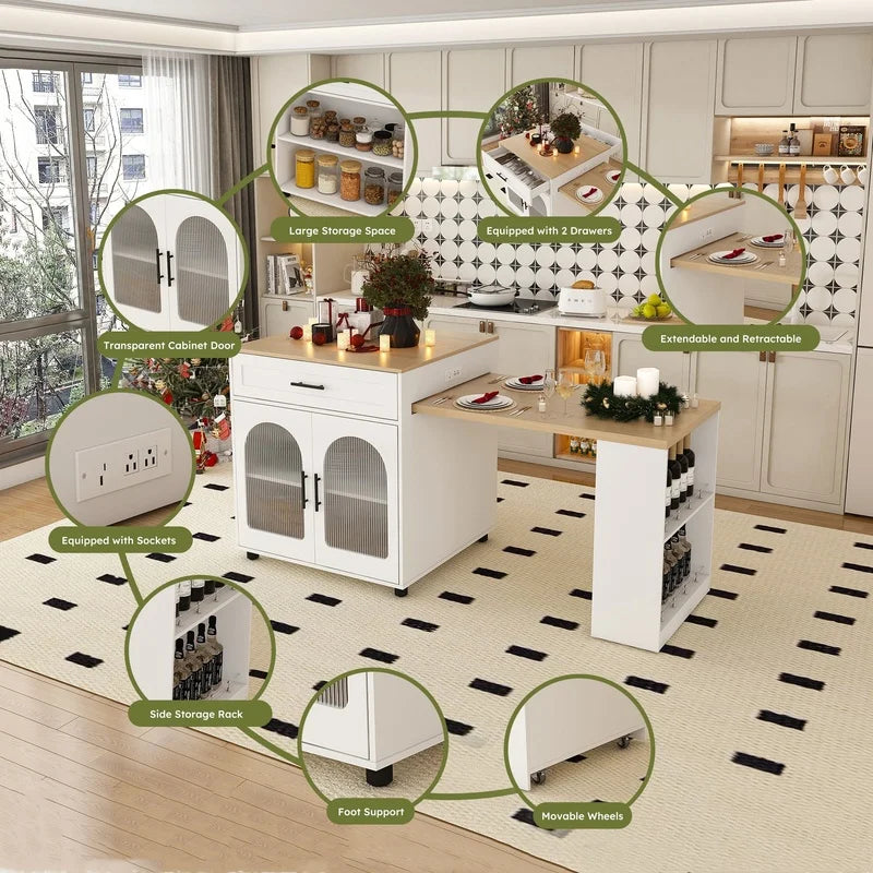 80-inch Expandable Kitchen Island
