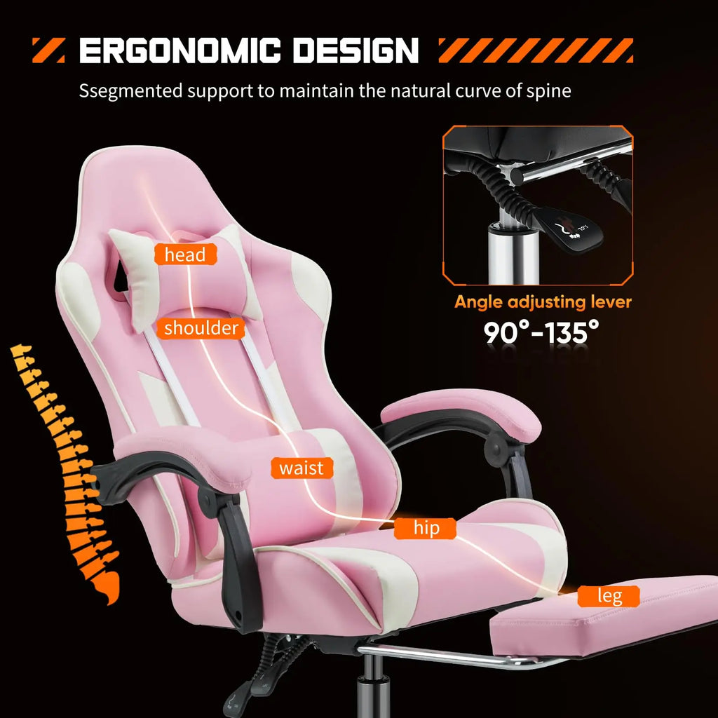 Ergonomic Office Gaming Chair with Footrest and Lumbar Support