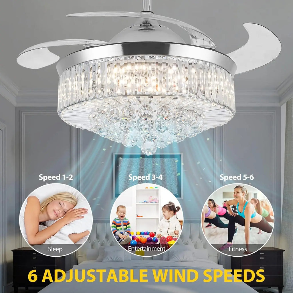 42" Crystal Ceiling Fan with Lightm