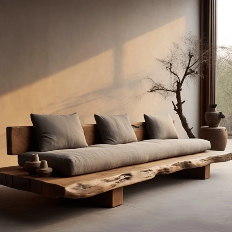 Natural Edge Log Japanese-Style Sofa