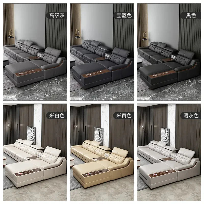 Synthetic Leather Electric Massage 7 Seater Sectional Corner Sofa Set