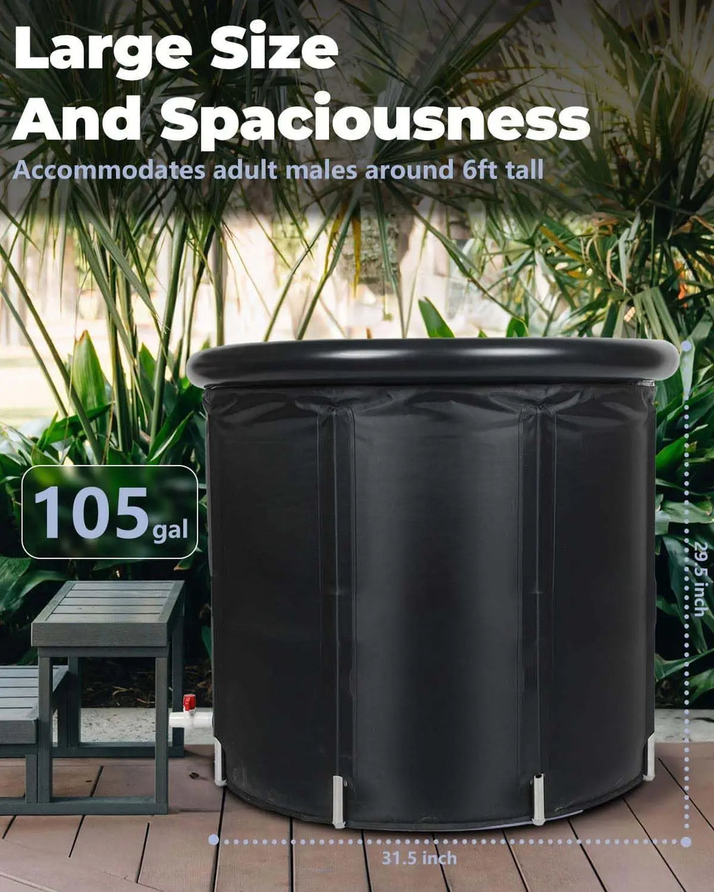 Portable Large Ice Bath Tub with Lid,