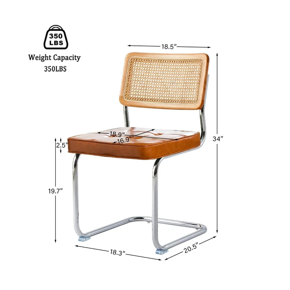 Faux Leather Rattan Dining Chairs 4