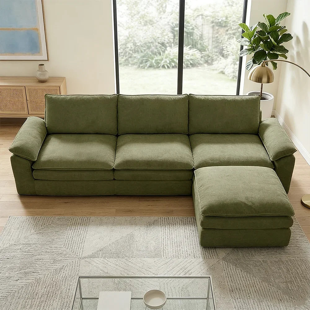 Modern Cloud Modular Sofa Set, Soft Thick Memory Foam, Frameless Couch with Pillows