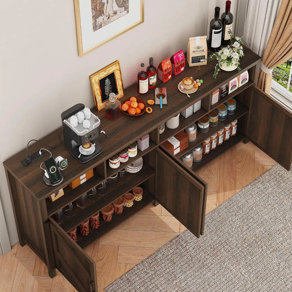 Wooden Buffet Sideboard Cabinet With Storage Doors,