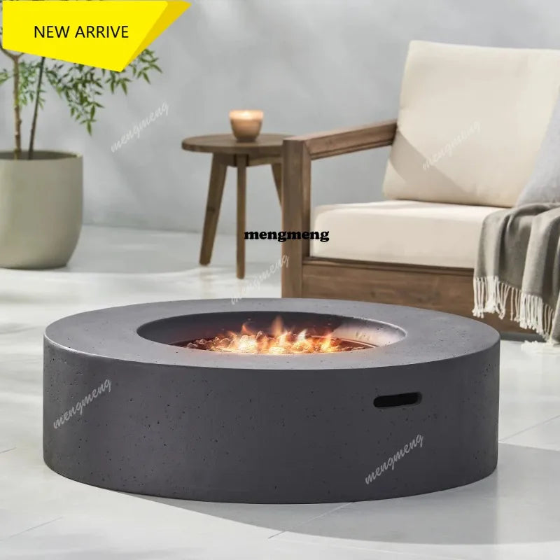 Round Outdoor Concrete Propane Fire Pit