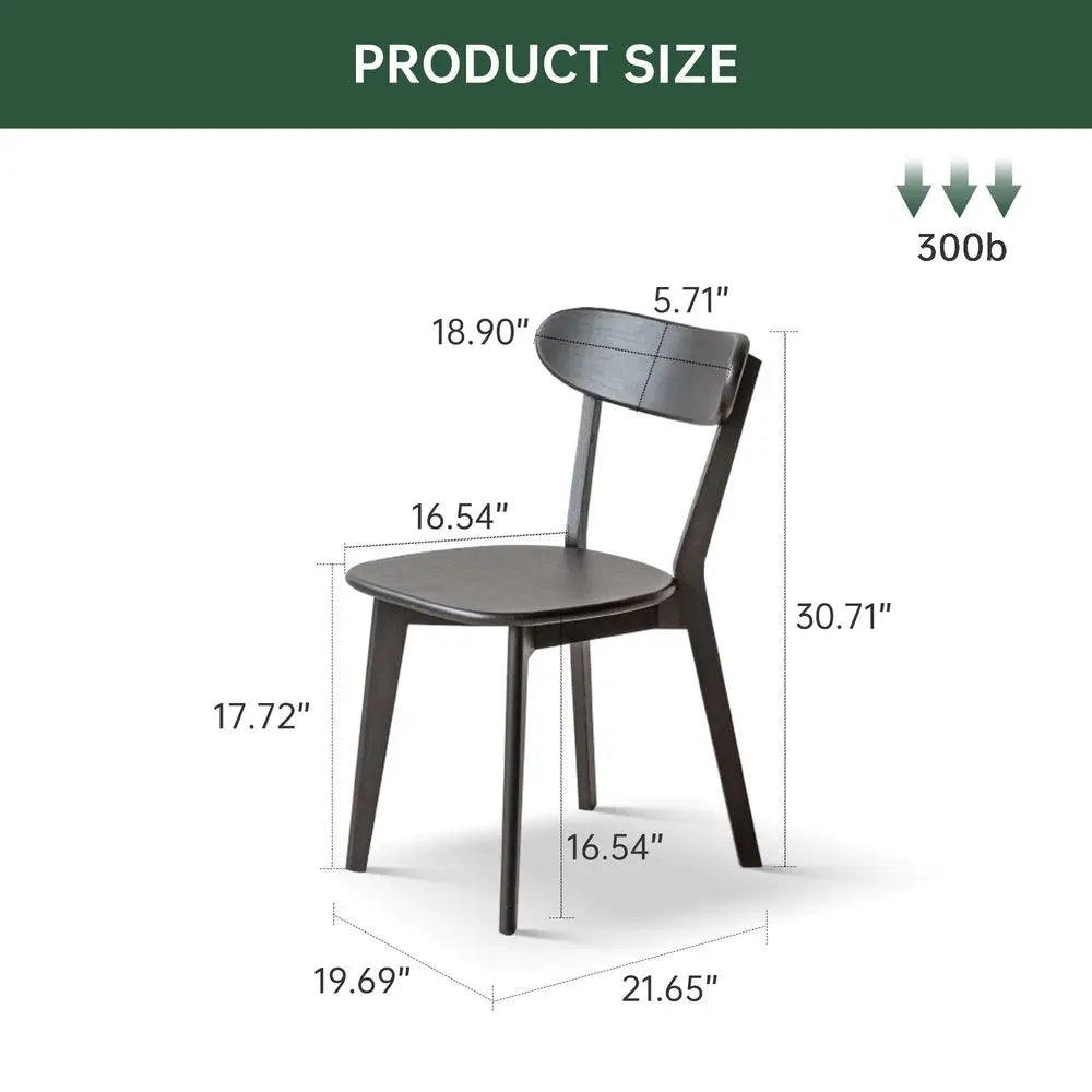 Kitchen Chairs, Solid Wood Modern Curved Backrest