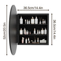 Black 52*12.5cm Round Bathroom Mirror Cabinet