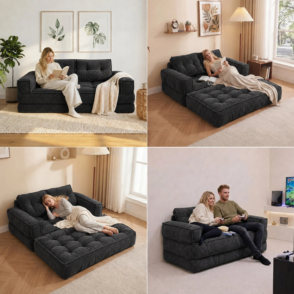 51" 2-Seater Modular Corduroy Sofa with Chaise