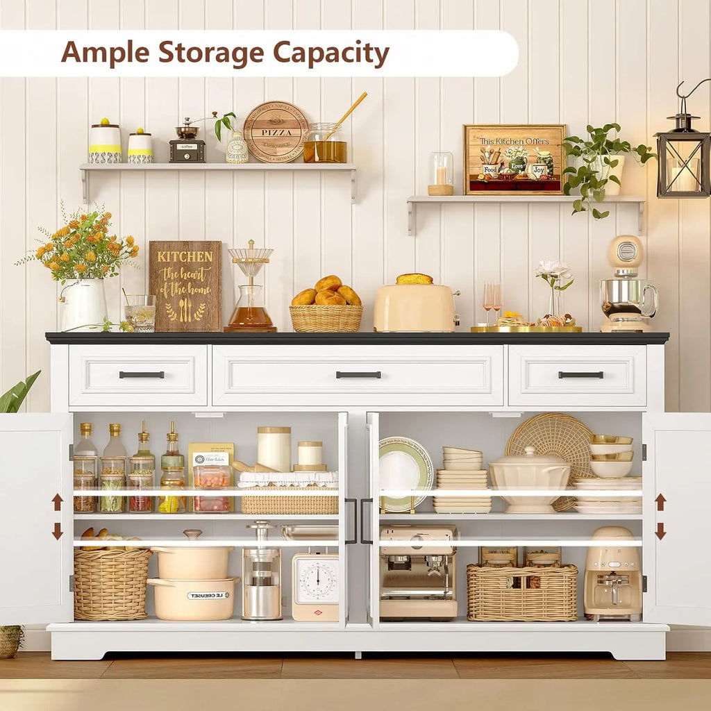 Large Buffet Cabinet with 4 Doors 3 Drawers