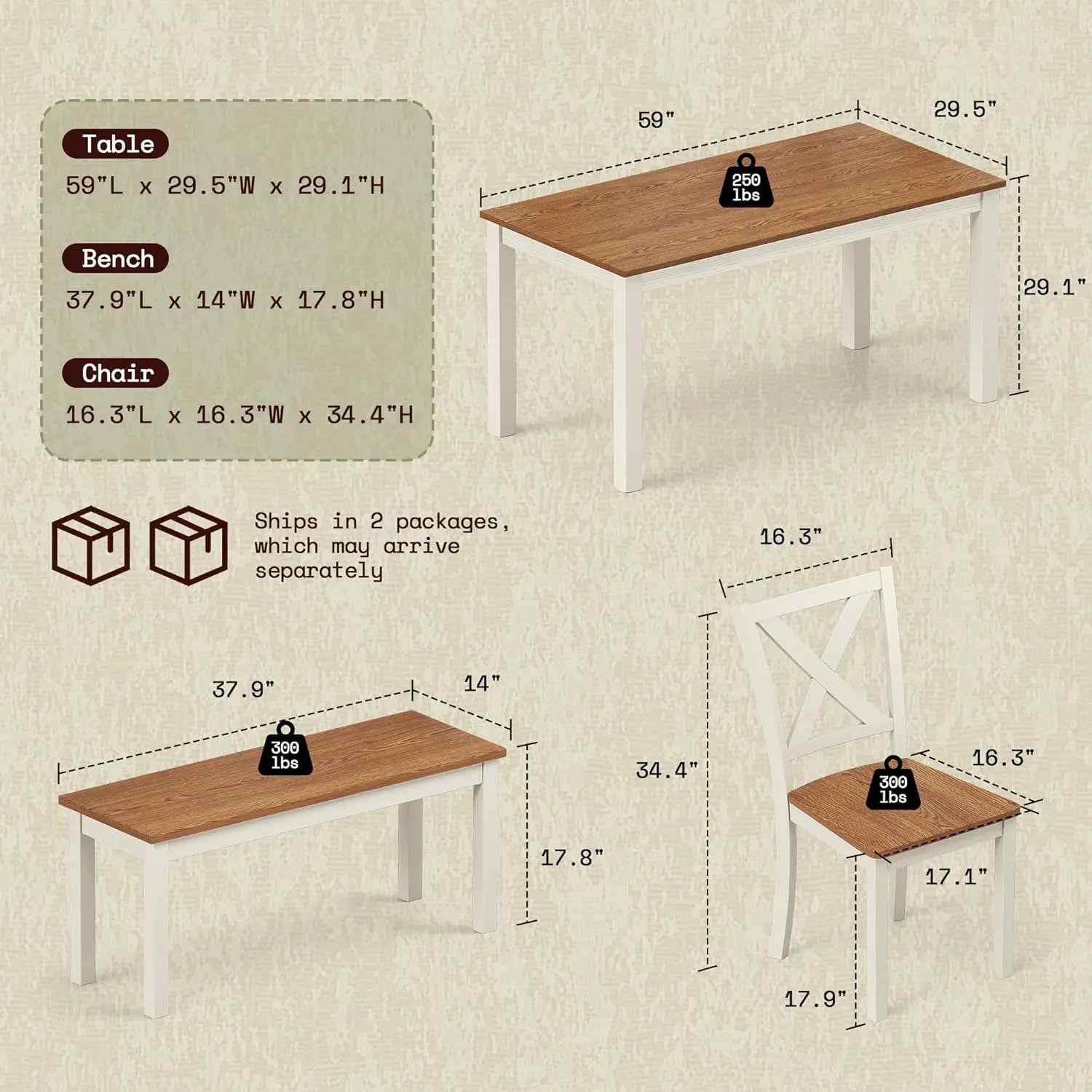 6-Piece Farmhouse Dining Table Set