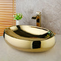 23 Inch Bathroom Vessel Sink Gold Ceramic Bowl